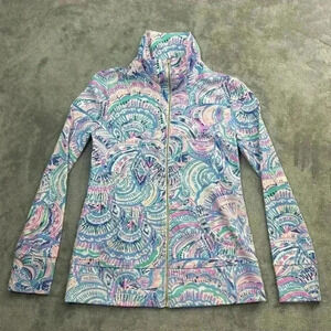 Lilly Pulitzer Jacket Womens XXS Leona Zip Up Happy As A Clam UPF 50+ Geometric